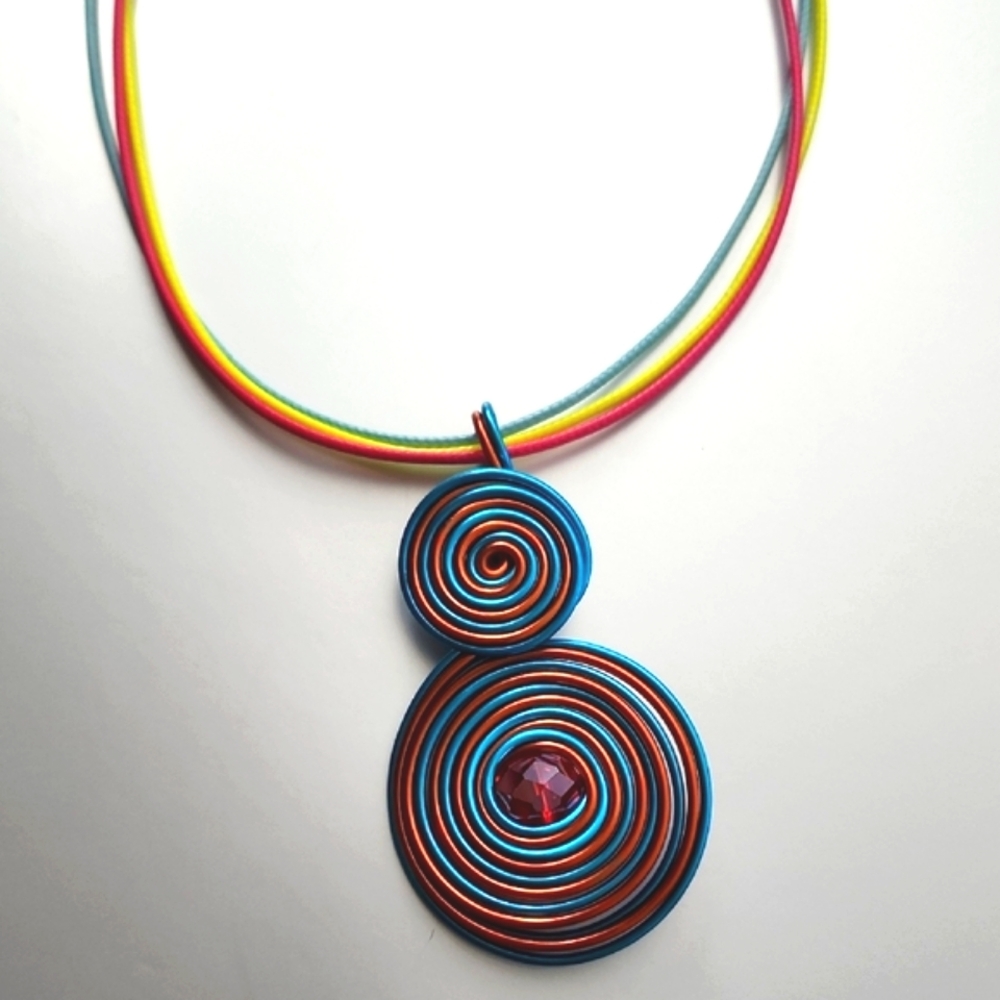 Colorful Spiral Pendant GEM Necklace